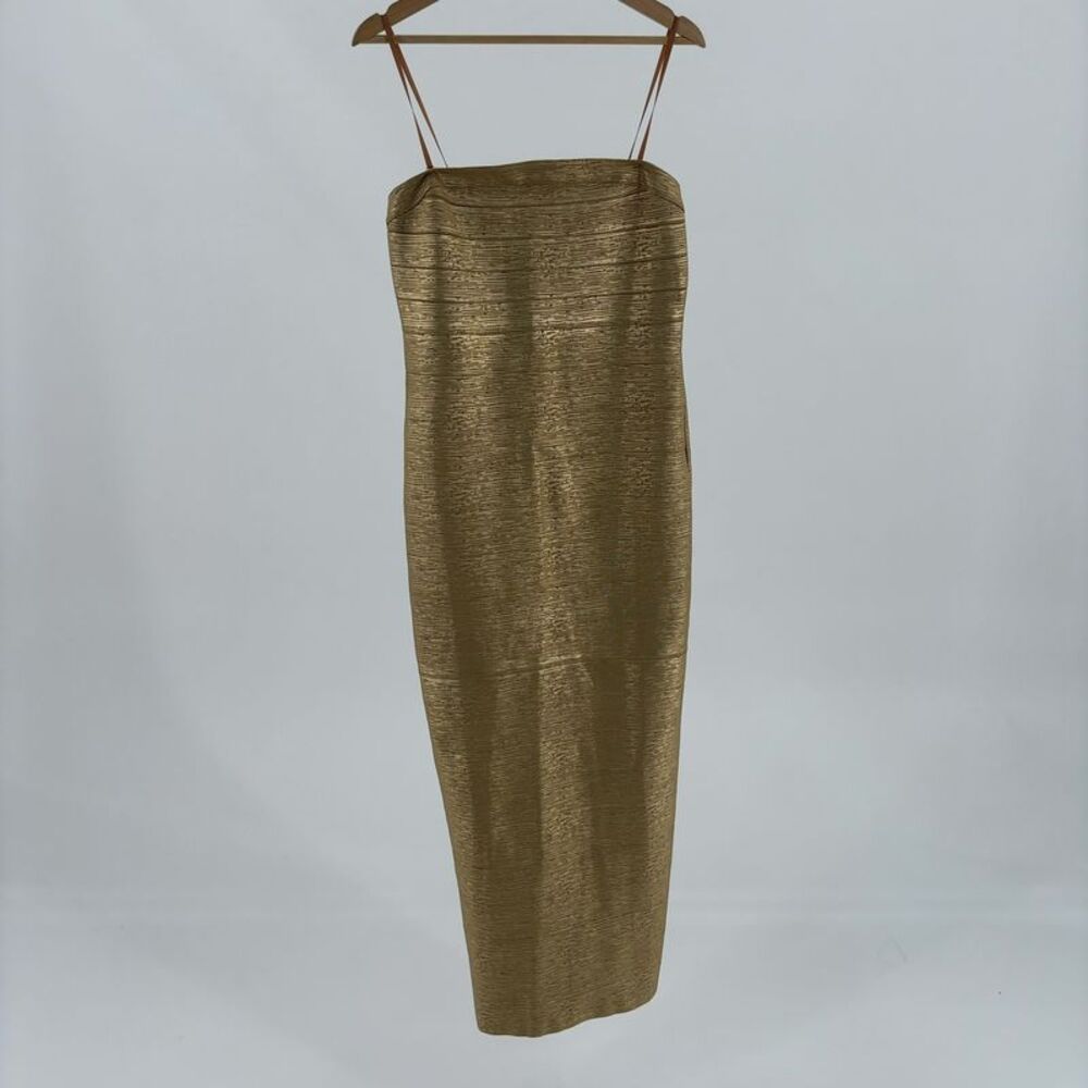 bebe Long Strapless Bandage Dress